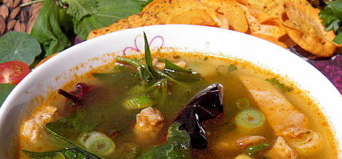 Raw vegan májová polievka so sírovcom a záhradnou lobodou
